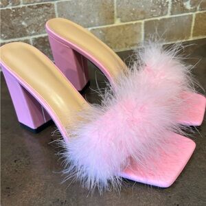 Pink Fluffy Women's Heels